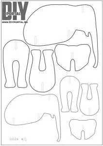 Шаблон бумажной фигурки слона